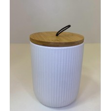 Pote de Cerâmica Canelado Branco P Pote de Cerâmica Canelado Branco P